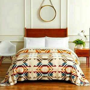 Queen Pendleton Sherpa Blanket Sands Southwest